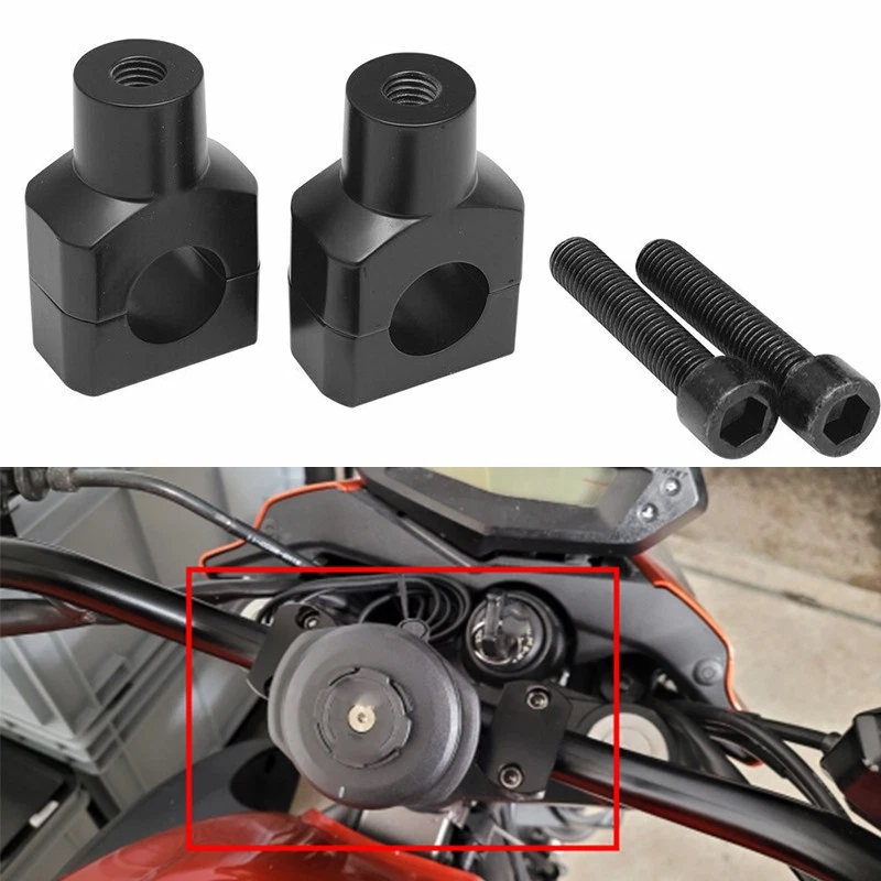 1" Handlebar Bar Risers Mount Clamp Adaptor For Harley Kawasaki Honda Black - Imagem 2 de 4