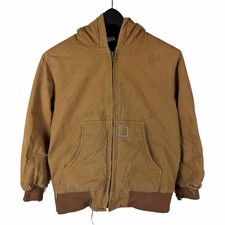 Youth Boys Carhartt Distressed Workwear Full Zip Active Tan Jacket Size M