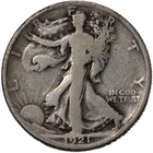 1921-D Denver Walking Liberty Silver Half Dollar 50C Very Good VG+