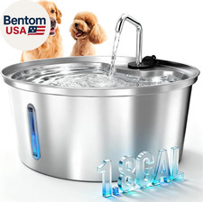 7L Stainless Steel Dog Water Fountain Large Pet Water Dispenser Quiet