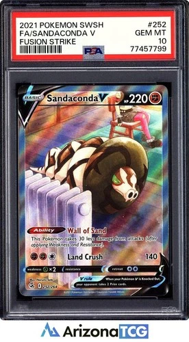 Pokemon 2021 Sandaconda V 252/264 Full Art Fusion Strike GEM MINT PSA 10