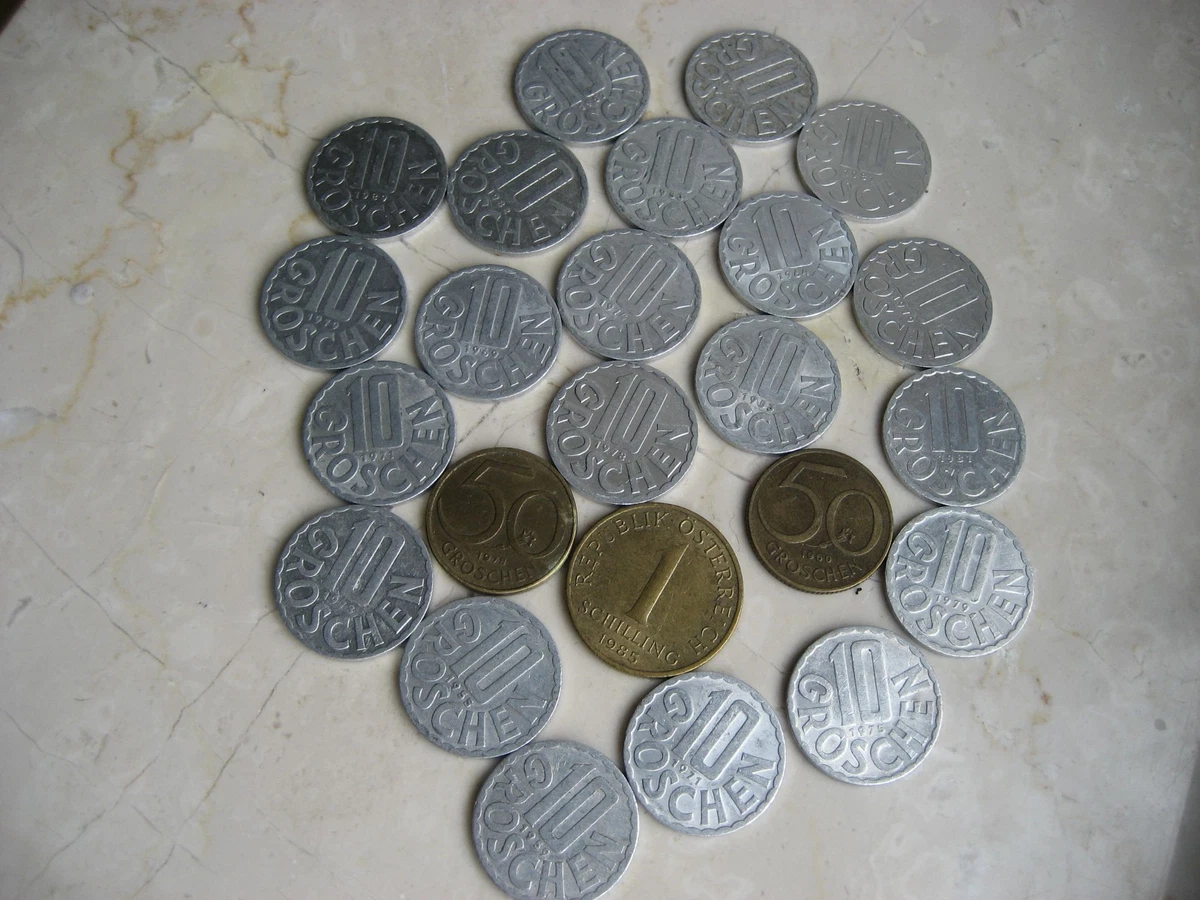 Münzen Österreich  21 x 10 Groschen / 2 x 50 Groschen / 1 Schilling /1953 - 1989