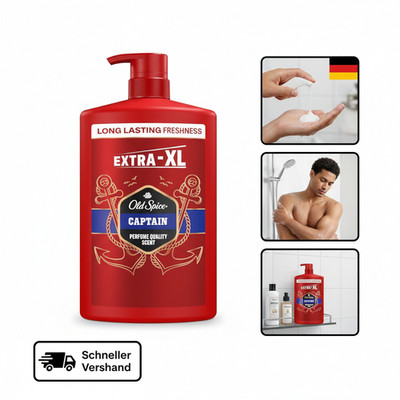 Old Spice Captain 3-in-1 Shower Gel & Shampoo for Men, 1L, Long-Lasting Fresh