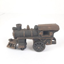 Cast Iron BLACK GOLD TRIM ENGINE LOCOMOTIVE Train Car 40 Vintage 5" LONG