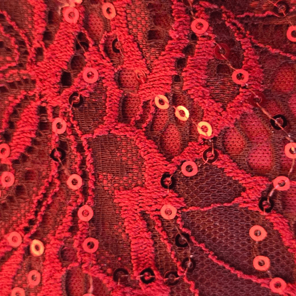 Onyx Nite Womens Lace Sequin Embellished Bell Sleeve Blouse Top Wine Size XL View 5