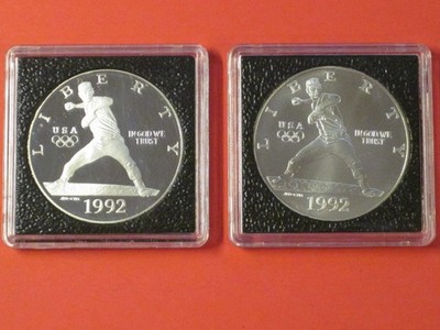 *** 1992 - S & D  XXV  Olympiad  Proof & Uncirculated Silver Dollars