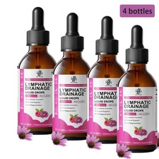 4Packs Lymphatic Drainage Drops -11 in 1 Herbal Lymphatic Cleanse Organic 60mL