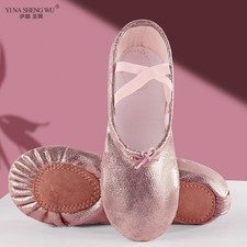 Girl PU Leather Ballet Shoes Split Sole Kids Adult Women Practice Dance Shoes