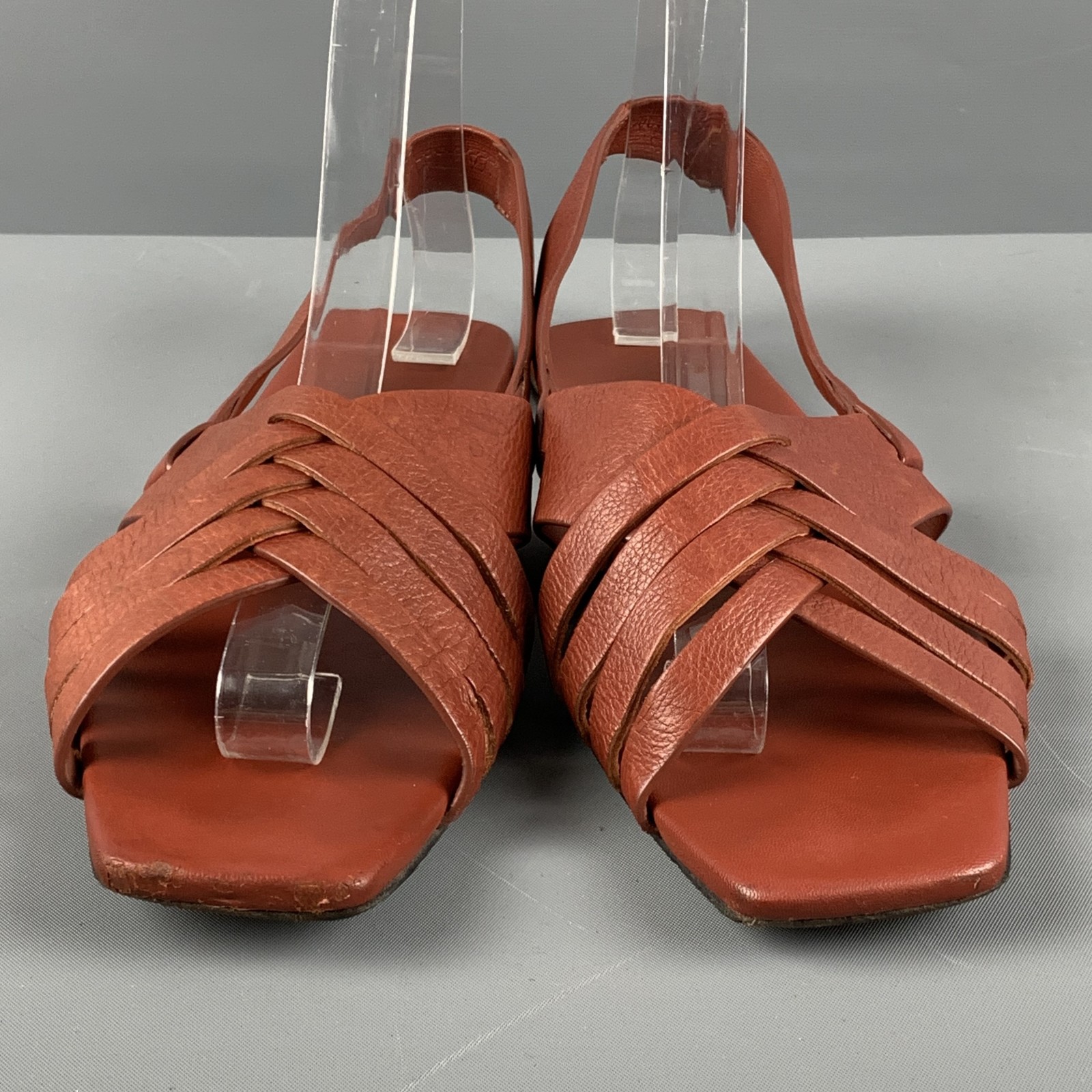 FILA Sandali piatti in pelle marroni THE ROW taglia 8