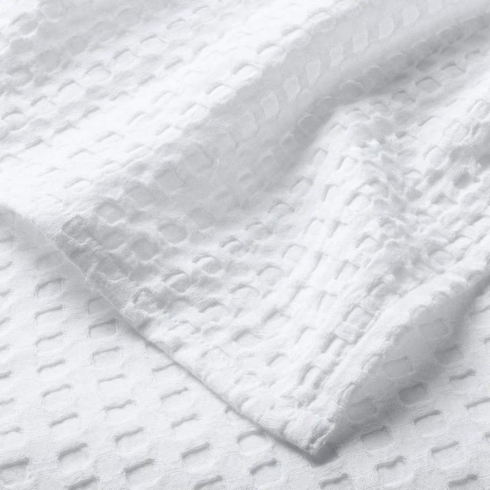 Cortina de ducha Casaluna tejido gofre minimalista mezcla de algodón 72"x72", blanca Foto 4 de 4