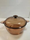Vtg Visions Corning Ware Pyrex Amber 4.5L 5qt Glass Dutch Oven Stock Pot & Lid
