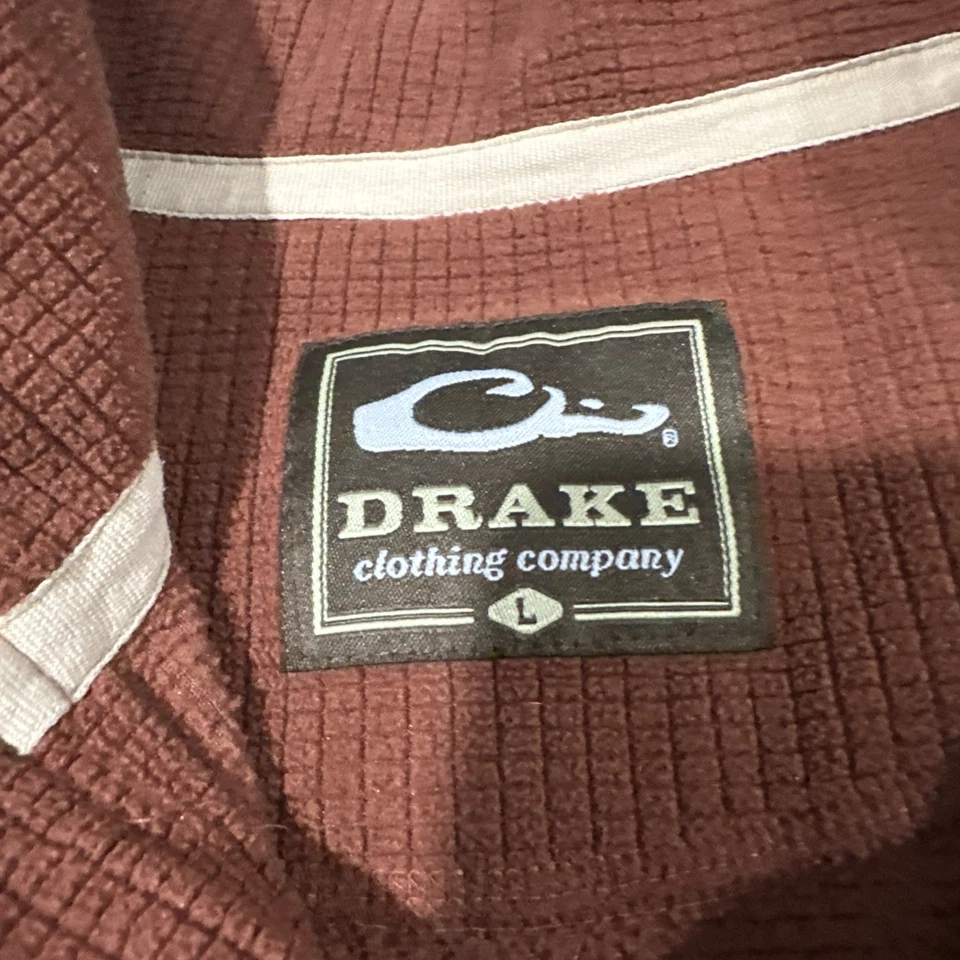 Drake Waterfowl Systems Square Check Camp Fleece 1/4 Zip Pullover Size L - Image 3 of 4