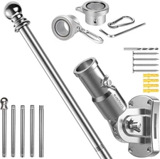 Premium Flag Pole Kit - T304 Stainless Steel 180°Adjustable Flag Bracket, Thicke