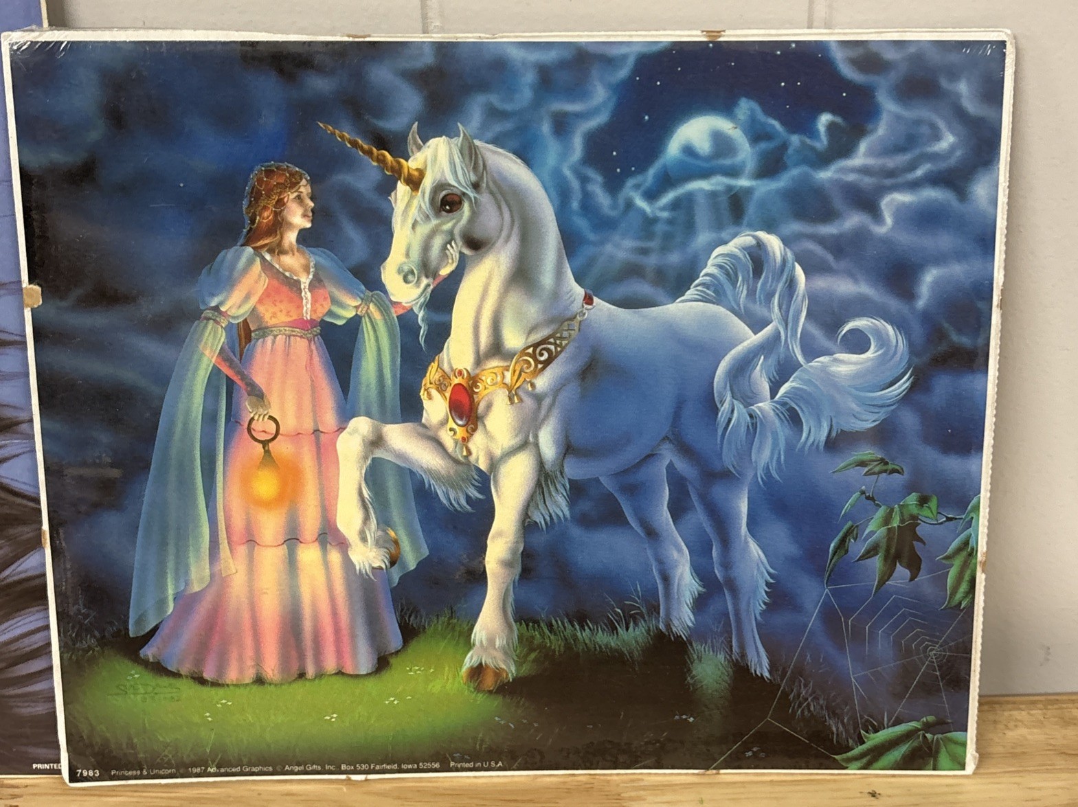 Vintage 80s Unicorn Pictures Sue Dawe Wall Art Decor 8x10 New NOS Mythical
