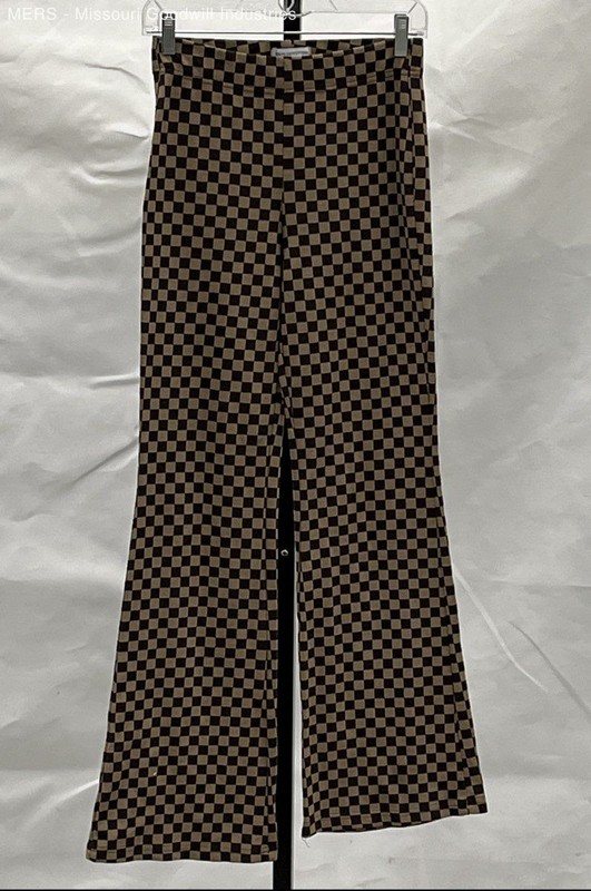 Urban Outfitters Women's Brown Tan Checkerboard High Rise Flare Pants Sz M