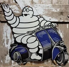 VINTAGE MICHELIN PORCELAIN SIGN 30" CAR AUTO PARTS TIRE BATTERY TRUCK CAR STORE
