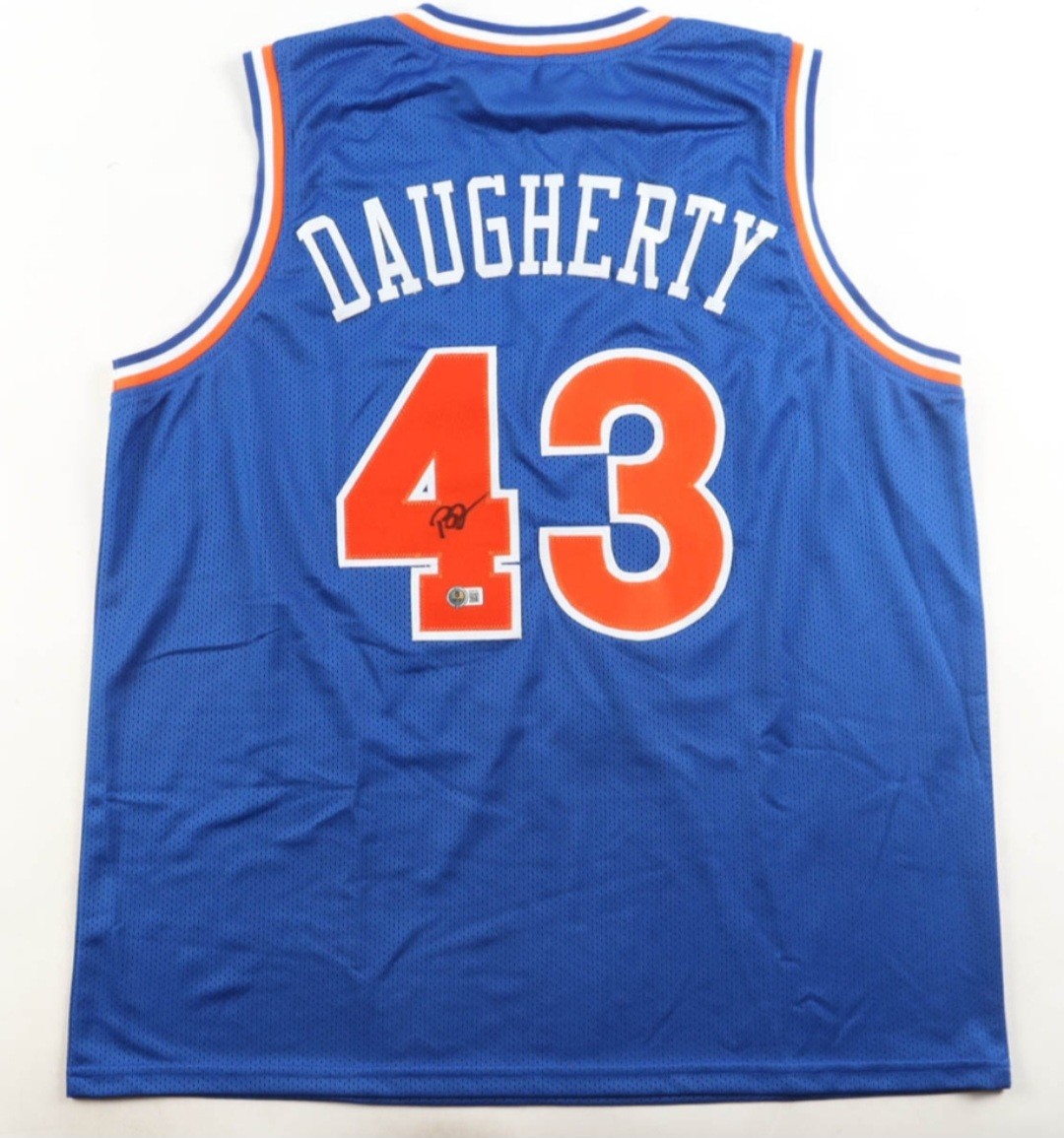 🔥Signed Brad Daugherty Cleveland Blue Basketball XL Jersey Beckett BRAND NEW!🔥