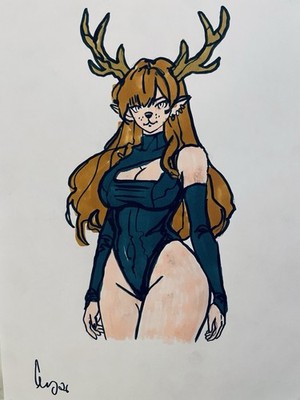 Original Fine Art Marker   Drawing Furry Fandom 8.5x11