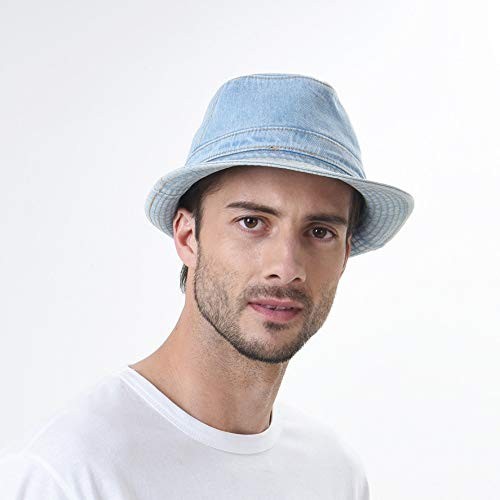 WITHMOONS Denim Bucket Hat Plain Stitch Washed Short Brim Packable Fedora Cap... - Picture 2 of 5