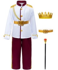 Prince Charming Costume Kids Boys Royal Prince King Outfit Party Cosplay 8-9 Yea
