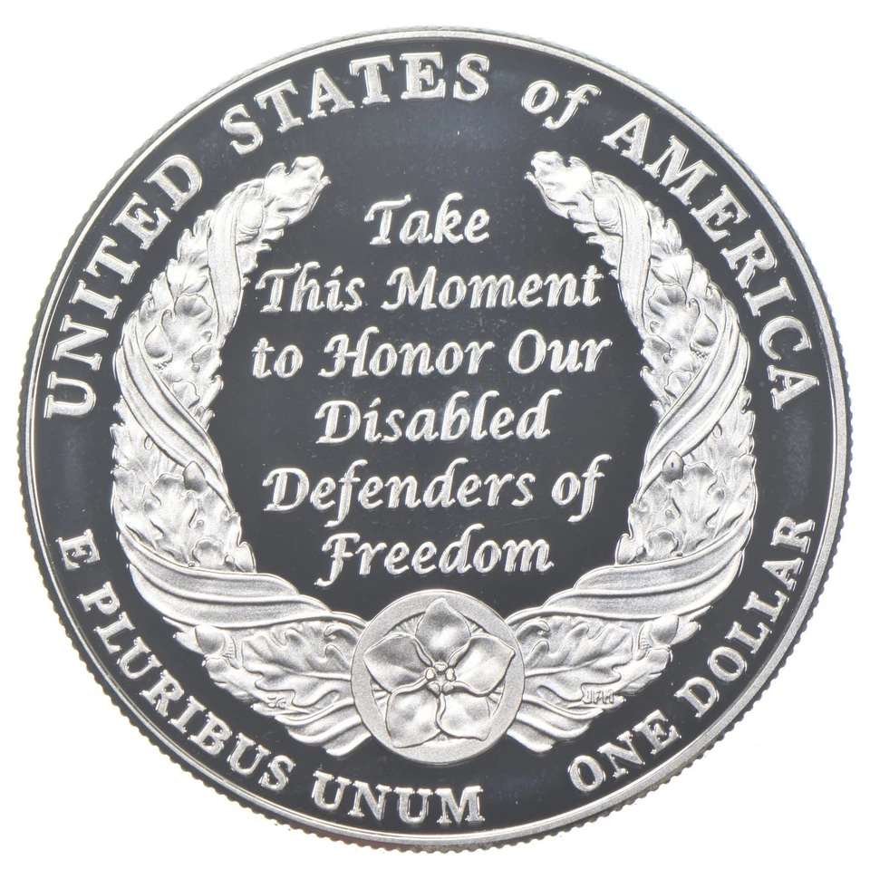 2010-W Proof Disabled Veterans Commemorative Silver Dollar $1 *7521 - Image 2 of 3