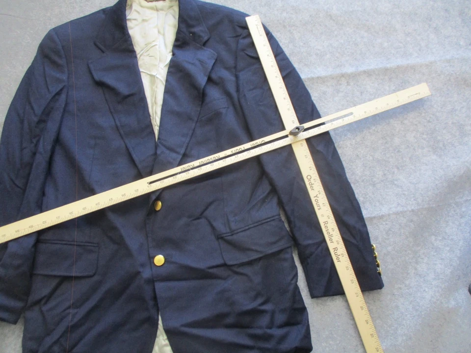 Paul Stuart Blazer Mens 40 R Blue 2 Button 100% Wool Coat Jacket Adult - Image 3 of 4