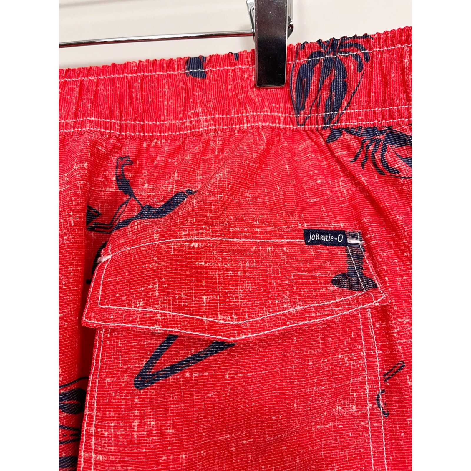 JohnnieO Mens Brisbane Swim Trunks Lined Malibu Red Lobsters Nautical