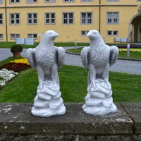 Adler 2Er-Set Steinadler Vogel Steinfigur H.60 Cm 70 Kg WeißBeton Frostsicher