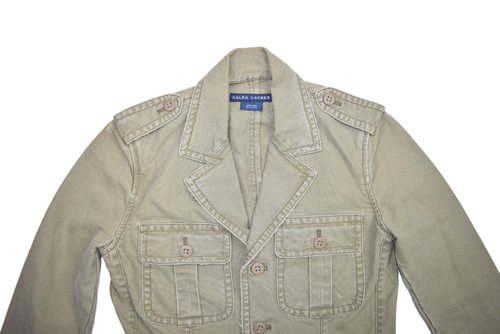 Ralph Lauren Jacket Womens S Olive Denim Canvas Riding Safari Military Chore - Picture 4 of 8