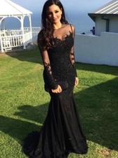 Mermaid/Trumpet Long Sleeve Sheer Gown