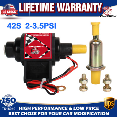 42S 2-3.5PSI Universal Micro Electric Fuel Pump For 4 & 6 Cylinder Carburetors