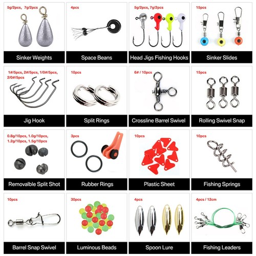 188pcs Sea Fishing Accessories Kit Set Jig-Hooks Swivels Clamp With Tackle Box - Picture 4 of 12