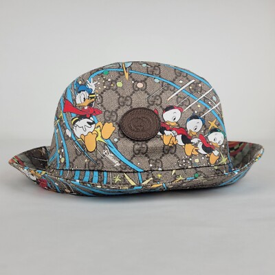 Gucci x Disney Brown GG Supreme Fedora Hat with Donald Duck Gucci x Disney Brown GG Supreme Fedora Hat with Donald Duck