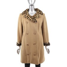 Wool Coat With Rabbit Trim- Size M