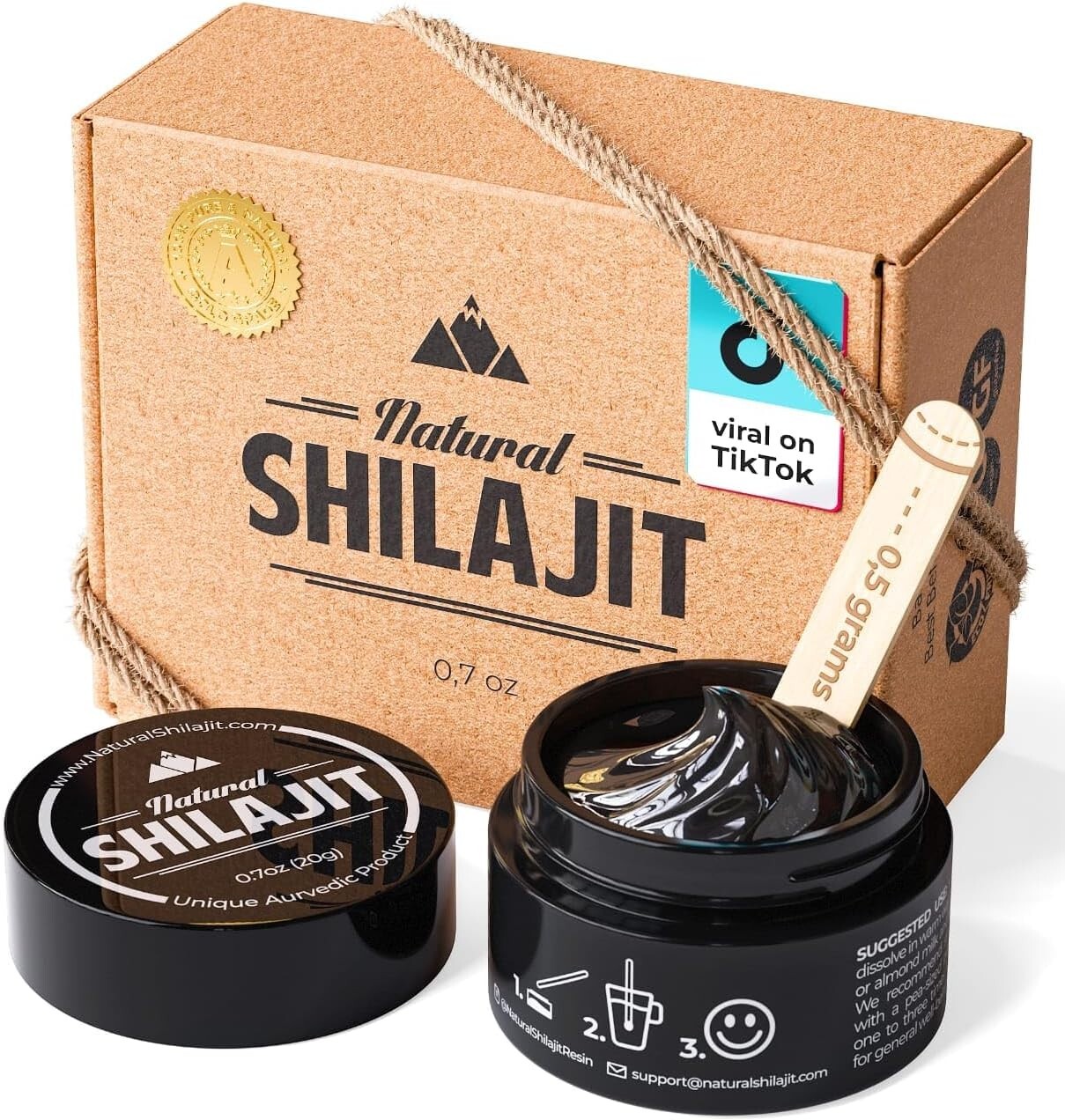 Natural Shilajit Resin with Fulvic Acid & Trace Minerals for Men & Women