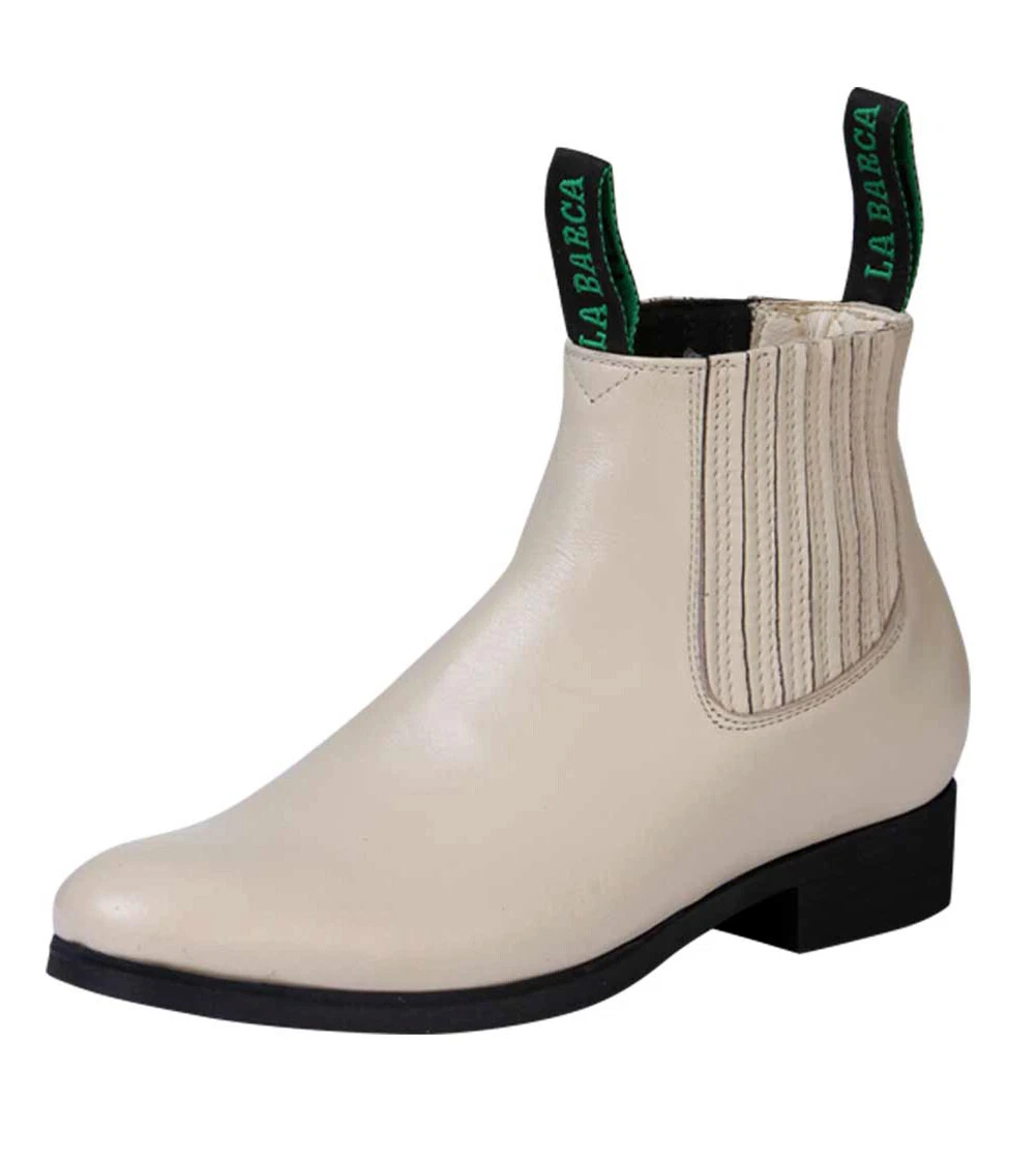 La Barca Youth Ankle Boots Color Bone Genuine Leather Botines Charros Joven