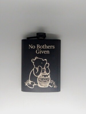 No Bothers Given Engraved Stainless Steel Flask 8oz