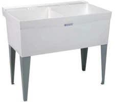 Mustee 27F Utilatub Double Basin Double Freestanding Laundry Tray - White