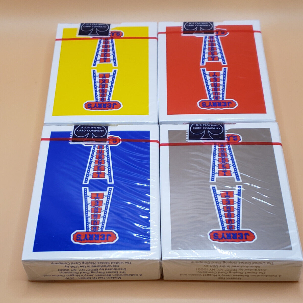 Jerry's Nugget Playing Cards - 4 Deck Set - Yellow Red Blue Steel