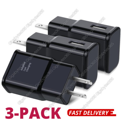 3Pack For Samsung S20 S10 Note 9 Adaptive Fast Charging USB Wall Charger Adapter