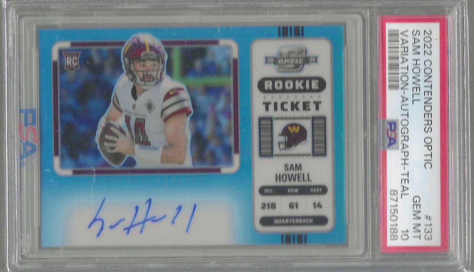 SAM HOWELL 2022 PANINI OPTIC CONTENDERS TEAL VARIATION AUTO RC /30 PSA 10 POP 9