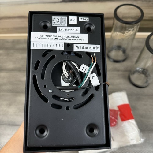 Pottery Barn Frey Double Wall Sconce Matte Black W/Hardware Flaw Read NWOB OB - Picture 7 of 13