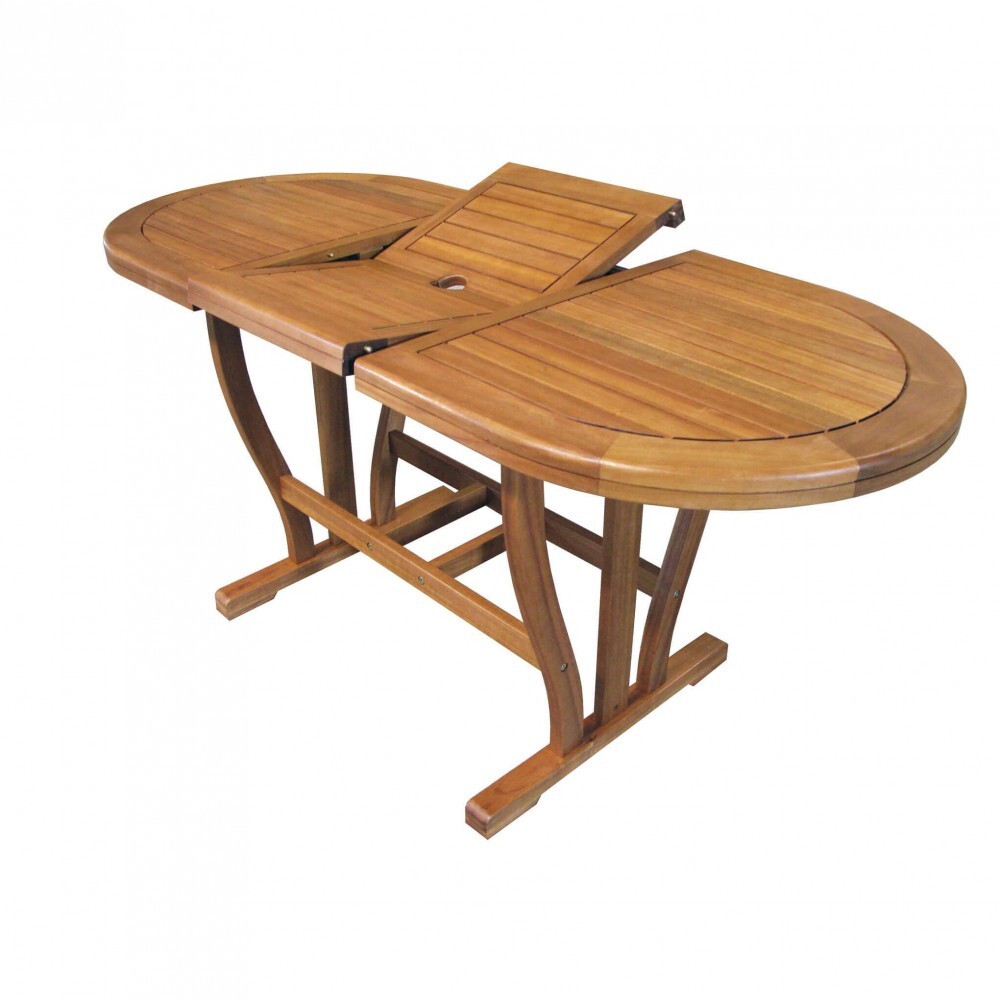 Tavolo da Giardino Ovale Allungabile 120/160x70 cm Acacia AC805078-DB Vivagarden