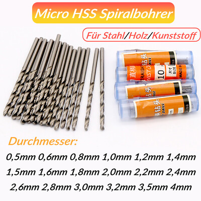 Micro HSS Spiralbohrer Twist Drill Bits Set Home Bohrwerkzeuge 0,5mm 0,6 - 4,0mm