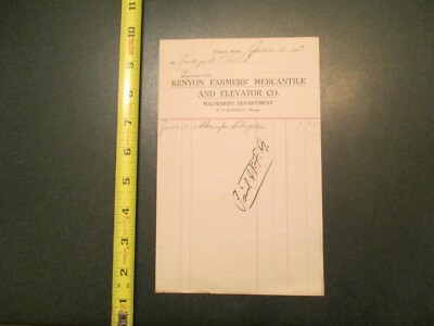Kenyon Farmers Mercantile and Elevator co Kenyon MN 1919 invoice Letterhead 1041