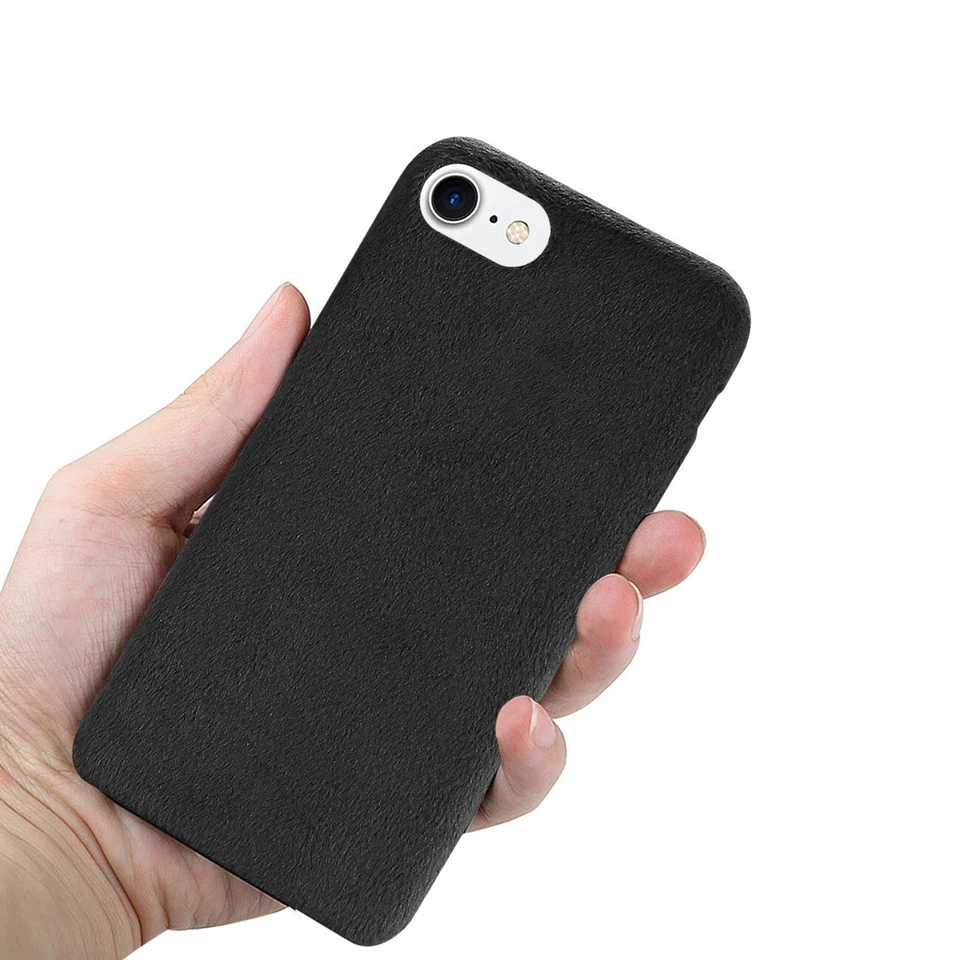 Funda protectora para iPhone 8 7 a prueba de suciedad a prueba de golpes cálida suave peluda negra Foto 3 de 4