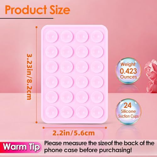 Suction Phone Case Mount, 2Pcs Silicone Phone 2Pcs-Light Pink+Transparent - 第 3/7 張圖片