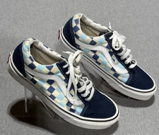 Vans Old Skool Men's Size 5 Checkerboard Blue Shades White Skate Shoes Sneakers
