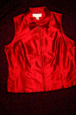 Norton McNaughton Women's Sz 16 Cinnamon Red Silky Zip Front Vest Holidays EUC