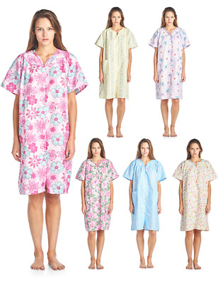 casual nights house dress Casual Nights Women's Woven Duster Housecoat Lounger Sleep Gown, Blue